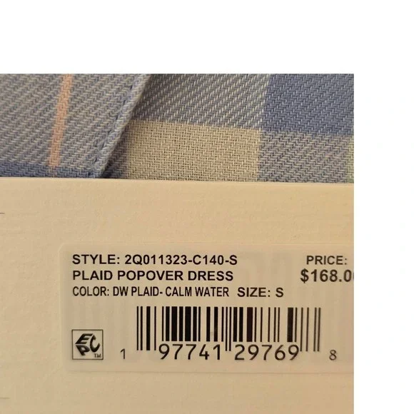 Vineyard Vines Plaid Popover  Dress Womens S Blue Calm Water New [$168 2Q011323 - Picture 12 of 15